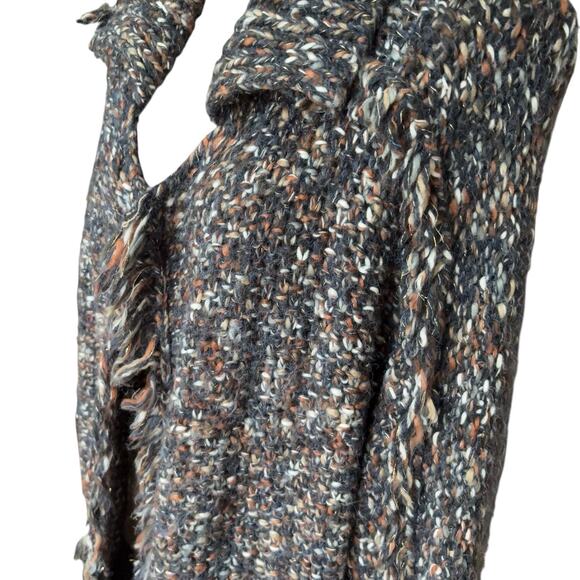 Chico's Chunky Knit Cardigan Women's Size Large Open Front Fringe Multi-Color - Picture 5 of 7